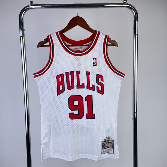 Chicago Bulls Dennis Rodman M&N White Edition Jersey #91